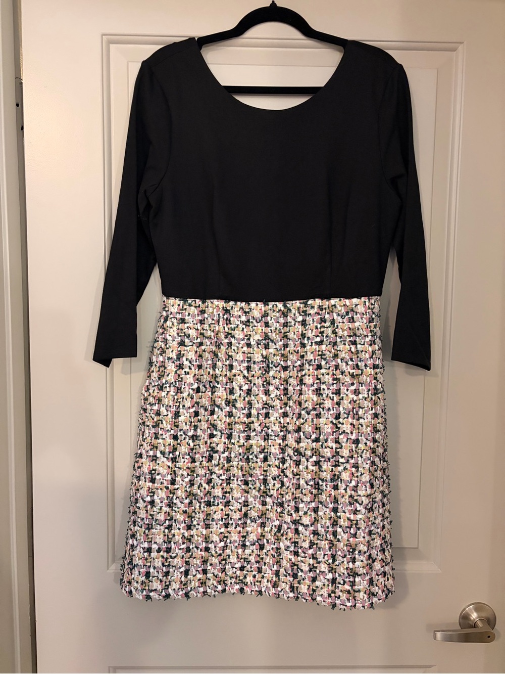 Hutch Anthropologie Tweed Mixed Media Dress Black Long Sleeve NWT Size 6 - Picture 2 of 4
